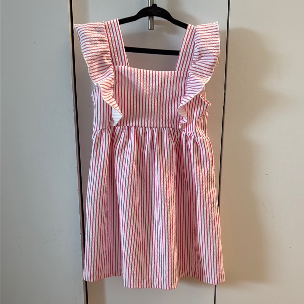 Zara Pink and White Peplum Sundress Sleeveless Square Neck